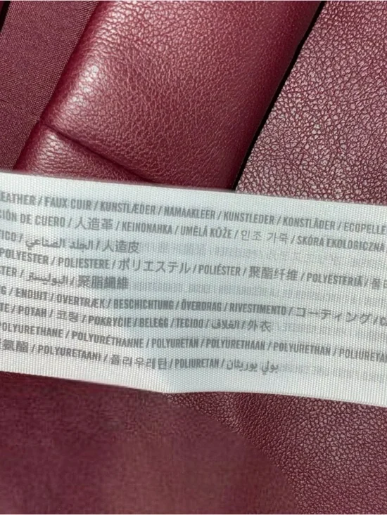 NWT Abercrombie & Fitch Textured Faux Leather Midi Pencil Skirt in Burgundy - Picture 8 of 8